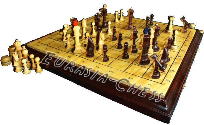 Eurasia-Chess: a Westernized Shogi (Japanese Chess) adaptation, with bicolor 3D Shogi Chessmen (Shogi pieces), Oriental Staunton-like