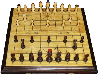 échecs Chinois - XiangQi, avec pièces d'échecs XiangQi 3D, style Staunton Oriental